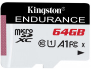 64GB microSD Class10 A1 UHS-I FC  Kingston High Endurance, 600x, Up to: 95MB/s, High performance, Seamless recording