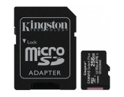 256GB microSD Class10 A1 UHS-I U3 (V30) + SD adapter  Kingston Canvas Select Plus, 600x, Up to: 100MB/s