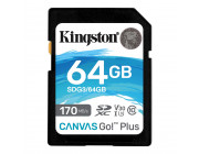 64GB SD Class10 UHS-I U3 (V30)  Kingston Canvas Go! Plus, Read: 170MB/s, Write: 70MB/s, Ideal for DSLRs/Drones/Action cameras