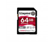 64GB SD Class10 UHS-II U3 (V90)  Kingston Canvas React Plus, Ultimate, Read: 300Mb/s, Write: 260Mb/s,  Capture 4K/8K Ultra-HD high-speed shots without dropping frames, Ultimate speeds to support professional camera use