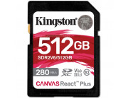 512GB SD Class10 UHS-II U3 (V60)  Kingston Canvas React Plus V60, Ultimate, Read: 280Mb/s, Write: 100Mb/s, Capture 4K Ultra-HD high-speed shots without dropping frames