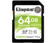 64GB SD Class10 UHS-I U1 (V10)  Kingston Canvas Select Plus, Up to: 100MB/s