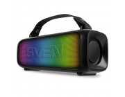 SVEN PS-235 Black, Bluetooth Portable Speaker, Dynamic switchable RGB backlight, 12W RMS, FM tuner, USB Type-C, TWS, built-in lithium battery - 1500 mAh, ability to control the tracks, AUX stereo input