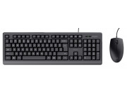 Trust Primo Keyboard & Mouse Set, Silent keys and mouse buttons, Spill resistant, US, USB,1.8m, Black