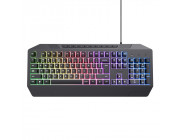 Trust Gaming GXT 836 EVOCX Illuminated Keyboard, rainbow wave RGB and soft-touch keys, 25 Key Anti-Ghosting, 12 direct access media keys, USB, US, Black