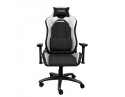 Trust Gaming Chair GXT 714W Ruya - Black/White, breathable fabric/PU leather on the sides, 3D armrests, Class 4 gas lift, 90°-180° adjustable backrest, Strong and robust metal base frame, Including removable and adjustable lumbar and neck cushion, Durable