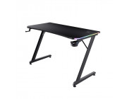 Trust Gaming RGB Desk GXT 709 LUMINUS,120x60cm, FSC®-certified wood with anti-scratch top layer with carbon look, edge-integrated RGB LED lighting, on-desk touch controls,  height-adjustable feet, cup holder, headset holder, height 74cm, black