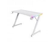 Trust Gaming RGB Desk GXT 709W LUMINUS,120x60cm, FSC®-certified wood with anti-scratch top layer with carbon look, edge-integrated RGB LED lighting, on-desk touch controls,  height-adjustable feet, cup holder, headset holder, height 74cm, white