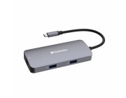 Verbatim 5-in-1 USB-C Pro Multiport Hub CMH-05, 2x USB-A 3.0, up to 5Gb/s, 1 x USB-C PD, up to 100W, HDMI up to 4K@60Hz, RJ45 Gigabit, USB 3.1-C cable 15cm, 83g