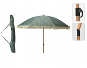 Зонт от солнца, D1.76м с гибкой ножкой, 8 спиц, зелёный, с бахромой, с чехлом