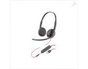 Headset Plantronics Stereo BLACKWIRE C3225 USB-A+jack 3.5mm, Noise-cancelling Microphone, Remote Call Control, Mic. Frequency Response 100 Hz–10 kHz, Output 20 Hz–20 kHz, 32Ohm, Storage Case (209747-101)