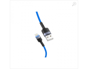 Cable USB - Lightning, cu LED, Nylon, 3A, 1.2m, Tellur Blue  TLL155364