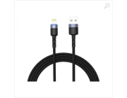 Cable USB - Lightning, cu LED, Nylon, 1.2m, Tellur Black  TLL155373