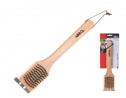 Щетка для чистки гриля BBQ 2in1 30cm, с деревянной ручкой