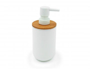 Диспенсер для мыла Tendance Rubber 300ml, крышка бамбук, бел