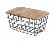 Корзина металлическая с крышкой из мдф 31X22X16 см