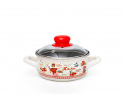 Кастрюля эмалированная Kitchen 14cm, 1.05l, крышка стекло