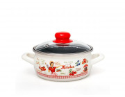 Кастрюля эмалированная Kitchen 16cm, 1.5l, крышка стекло