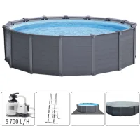 INTEX Бассейн GRAPHITE GRAY PANEL 478×124 см, 16805Л, металлический каркас, с фильтрующим насосом