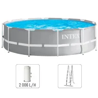 INTEX Бассейн PRISM FRAME PREMIUM 366х99 см, 8592Л, металлический каркас, с фильтрующим насосом