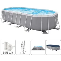 INTEX Бассейн PRISM FRAME OVAL 610х305×122см, 18202Л, металлический каркас, с фильтрующим насосом