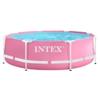 INTEX Бассейн Metal Frame Pink 244х76см, 2843Л, металлический каркас