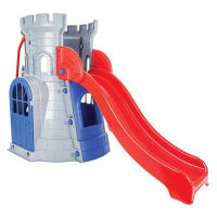 Căsuță cu tobogan ”Castel”, gri Căsuță cu tobogan ”Castel”, gri