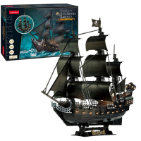 3D Puzzle Corabie de pirati„Răzbunarea Reginei Anne” cu iluminare LED, 293 elemente