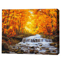 Pictură pe numere 40×50 cm (fără cutie) – Cascadă în aurirea de toamnă