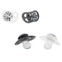 Set de 2 Suzete din Silicon în formă Ortodontică, neagră și albă, 6+ luni Set de 2 Suzete din Silicon în formă Ortodontică, neagră și albă, 6+ luni