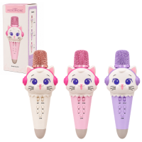 #01 Microfon karaoke pentru copii „Pisicuță”, 21 cm, 3 culori