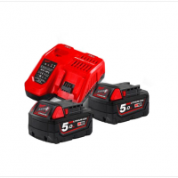 M18NRG-502 Комплект литий-ионных аккумуляторов 18 В 5,0 Ач x 2 и зарядное устройство MILWAUKEE 4933459217 M18NRG-502 Комплект литий-ионных аккумуляторов 18 В 5,0 Ач x 2 и зарядное устройство MILWAUKEE 4933459217