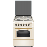 Плита Zanetti Z6000 EKR 57x57, 4 газ.конфорки.электроподжиг,электро духовка,кремовая