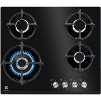 Плита Electrolux KGG6437K 4 газ конфорки.Газ-контроль.Решетка чугунная.панел управления спереди .Электроподжиг.закаленное стекло.черный