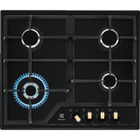 Плита Electrolux KGS6436RK 4 газ конфорки.Газ-контроль.Решетка чугунная.панел управления спереди .Электроподжиг.закаленное стекло.черный