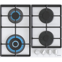 Плита Gorenje GTW641EW4 газ конфорки.закаленное стекло.Решетка чугунная.панел управления спереди.Электроподжиг.Газ-контроль.Конфорка WOK .Белый