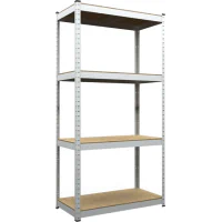 Raft metalic de depozitare Nex Budget 1600x800x400 mm, 4 rafturi MDF, galvanizat
