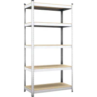 Raft metalic de depozitare Nex Budget 1800x700x300 mm, 5 rafturi MDF, galvanizat