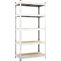 Raft metalic de depozitare Nex Budget 1800x900x400 mm, 5 rafturi MDF, galvanizat