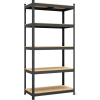 Raft metalic de depozitare Nex Budget 1800x900x400 mm, 5 rafturi MDF, antracit