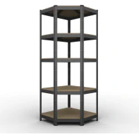 Raft metalic de depozitare Nex Budget 1800x700x400x425 mm, 5 rafturi MDF, colt, Antracit