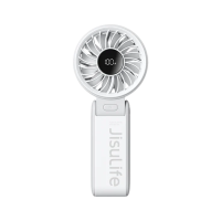 Ventilator portabil de mina JISULIFE 7, autonomie 3.5-19h, baterie 5000mAh, 5 viteze,Gri deschis