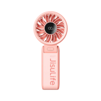 Ventilator portabil de mina JISULIFE 7, autonomie 2.5-13h, baterie 3600mAh, 5 viteze, Roz