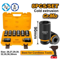 Набор ударных головок 26-38mm 3/4'' 8щт INGCO HKISSD34082L Набор ударных головок 26-38mm 3/4'' 8щт INGCO HKISSD34082L