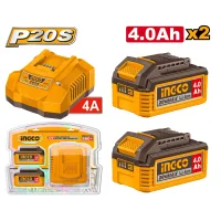 Зарядное устройство + комплект аккумуляторов 20В/2*4Ач INGCO FBCPK2013 20V/2*4Ah Зарядное устройство + комплект аккумуляторов 20В/2*4Ач INGCO FBCPK2013 20V/2*4Ah