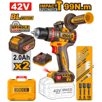 Шуруповёрт аккумуляторный ударный 2x2.0Ah 99N.m INGCO CIDLI429982