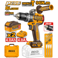 Шуруповерт акумуляторный ударный 2x4.0Ah INGCO CIDLI209686