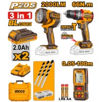 Набор из 3 аккумуляторных инструментов 2x2.0Ah INDUSTRIAL INGCO COSLI250885