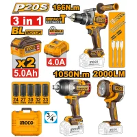 Набор из 3 аккумуляторных инструментов 2x5.0Ah INGCO COSLI250882