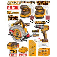 Набор из 4 аккумуляторных инструментов 2x4.0Ah INDUSTRIAL INGCO COSLI251083 Набор из 4 аккумуляторных инструментов 2x4.0Ah INDUSTRIAL INGCO COSLI251083